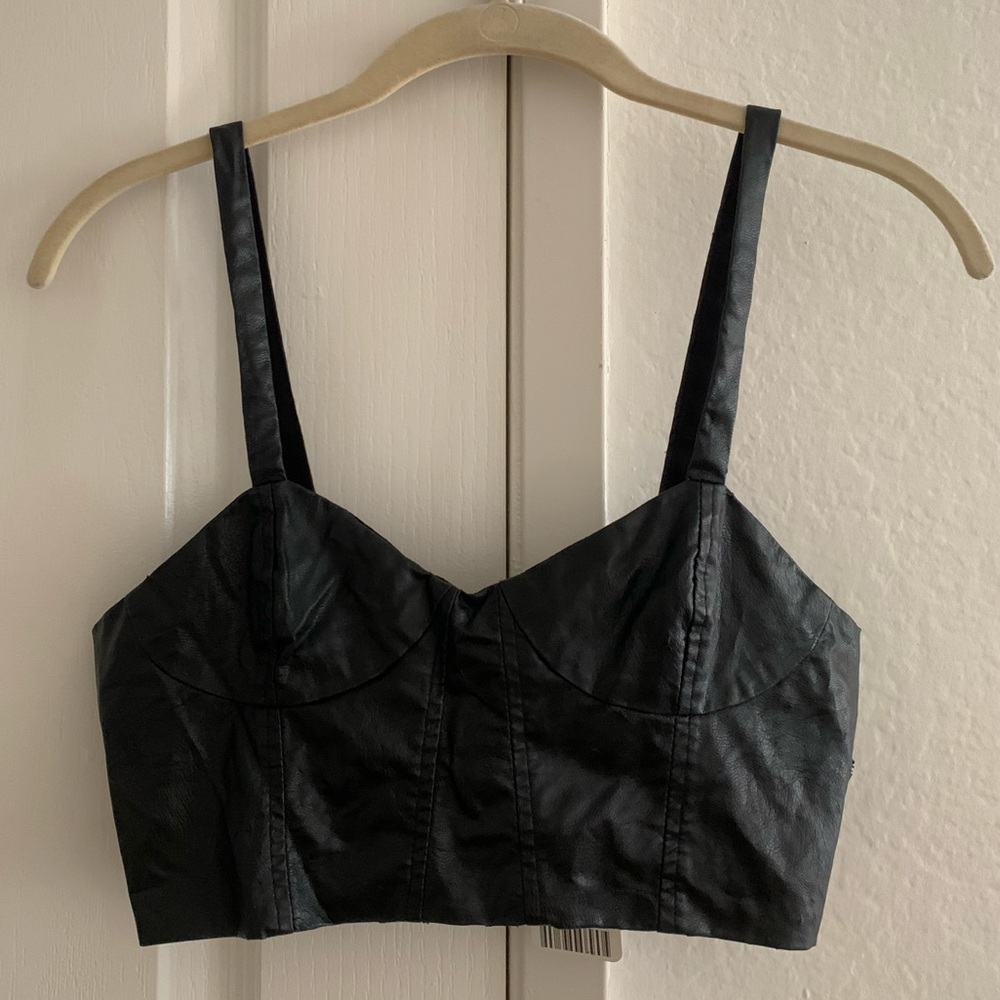 NWT Faux Leather Bralette | Size Small